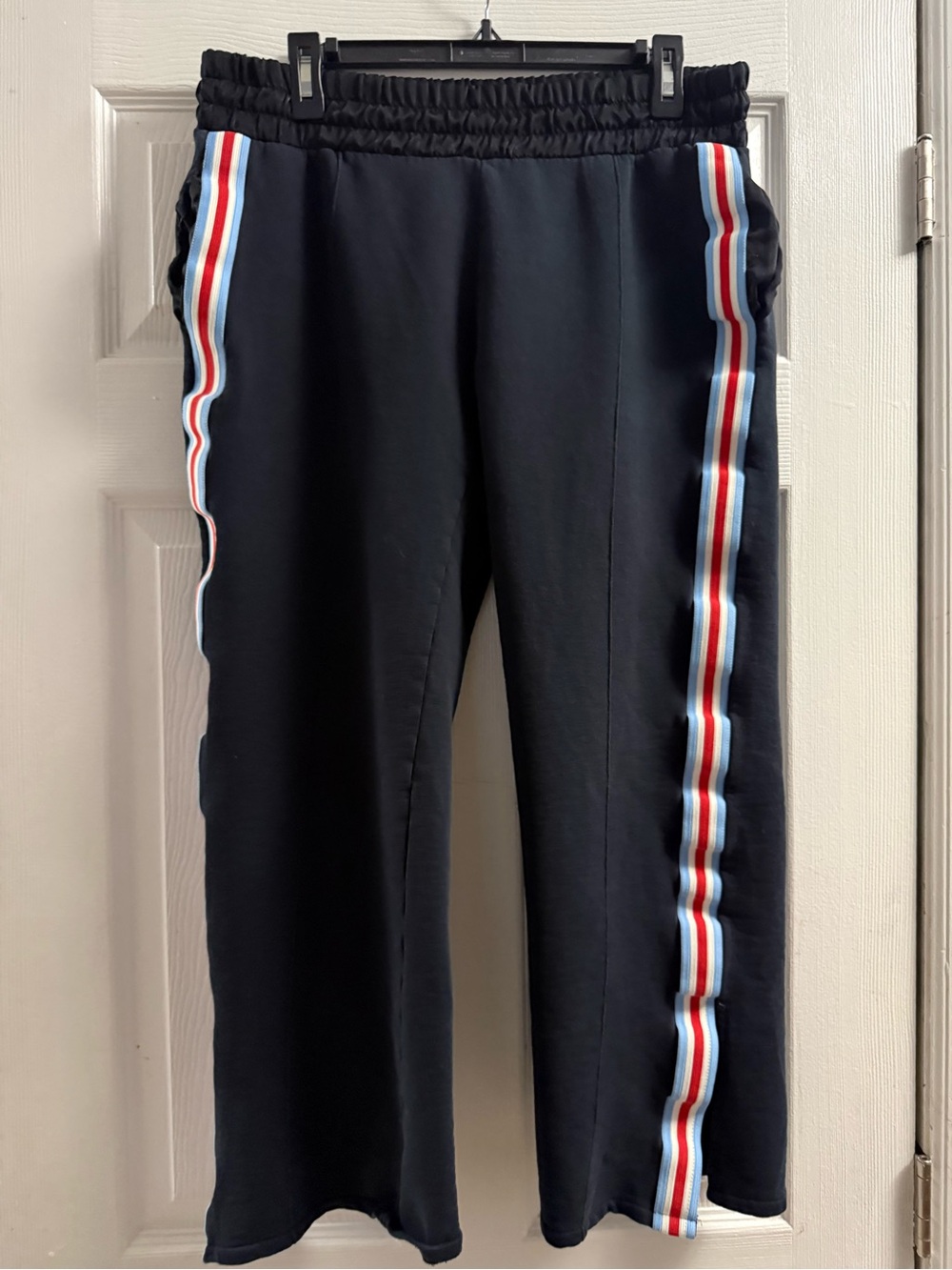 Zara Black Side-Stripe Wide-Leg Track Pants XL